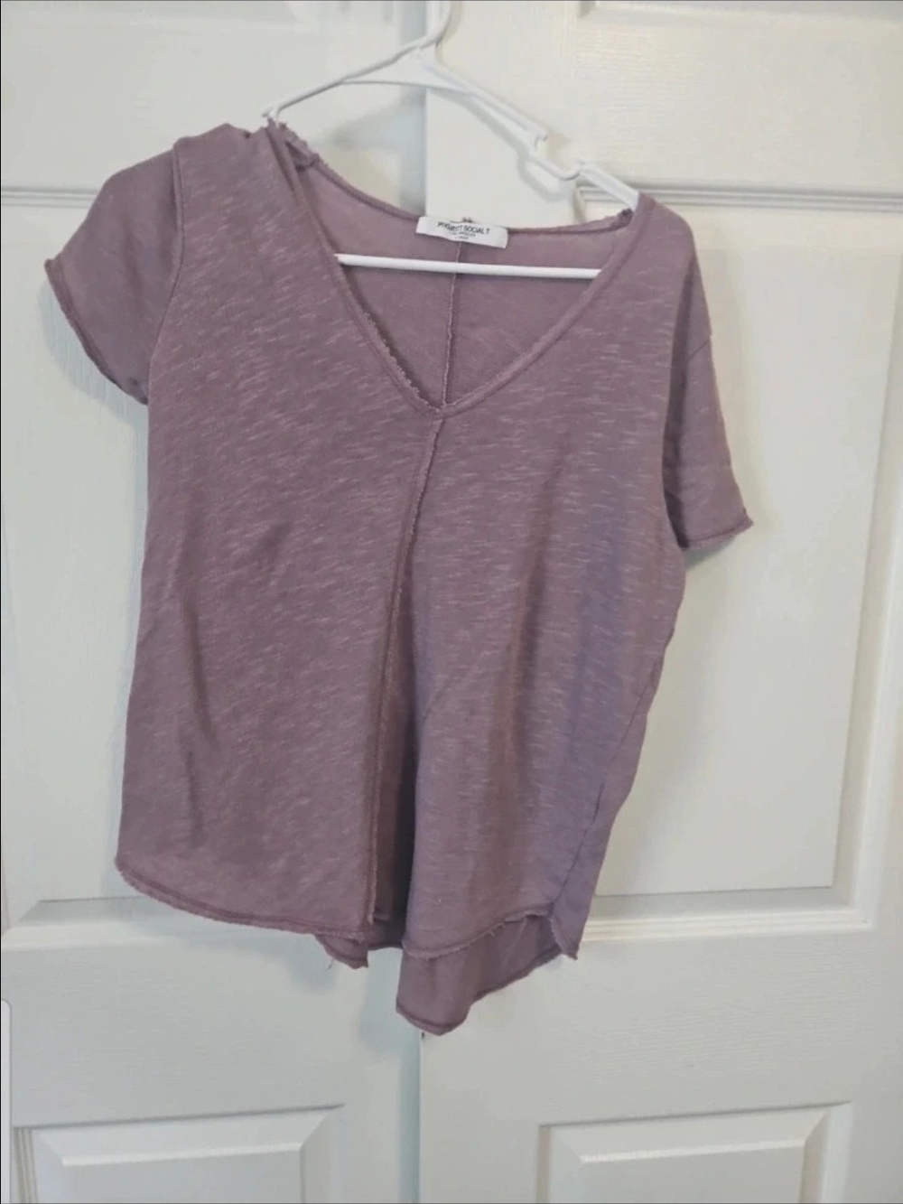 Washed Mauve V-Neck Short Sleeve Project Social T